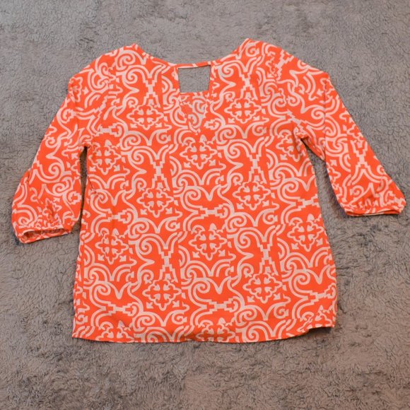 Buttons Geometric Print 3/4 Sleeve Dress Shirt - Picture 4 of 12